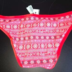 (3/25) PINK Victoria's Secret Red Festive Bikini Undies BNWT